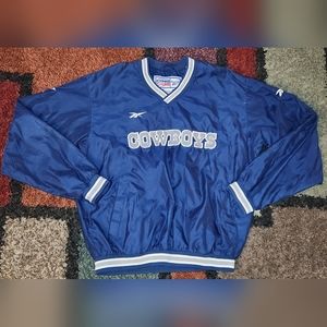 Vintage Reebok Proline Dallas Cowboys pullover Windbreaker V-Neck Men Size XL